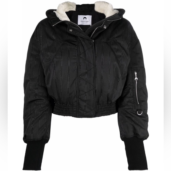 Marine Serre split hood cropped moire puffer jacket - Picture 1 of 15